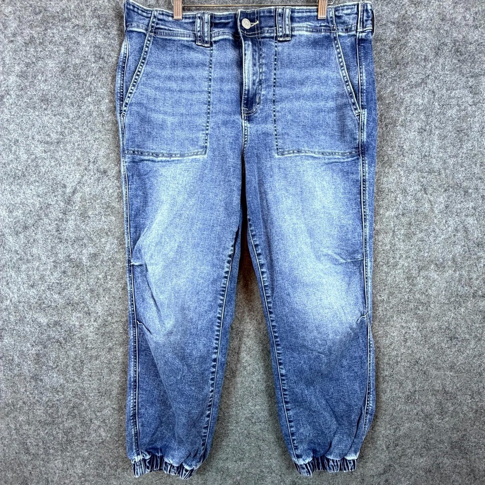Torrid Utility Jogger Jeans Women 16R Blue Denim Cotton Stretch High Rise Travel